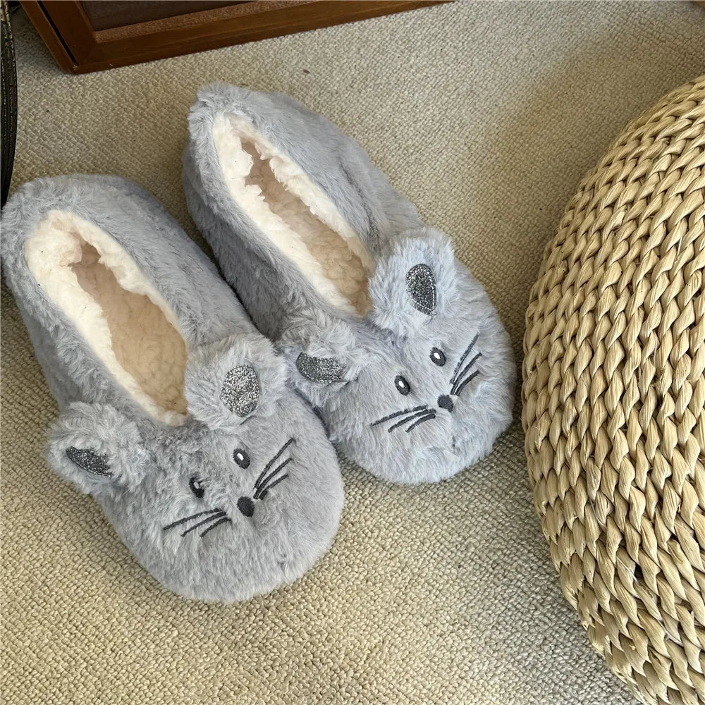 Fuzzy Mouse Slippers