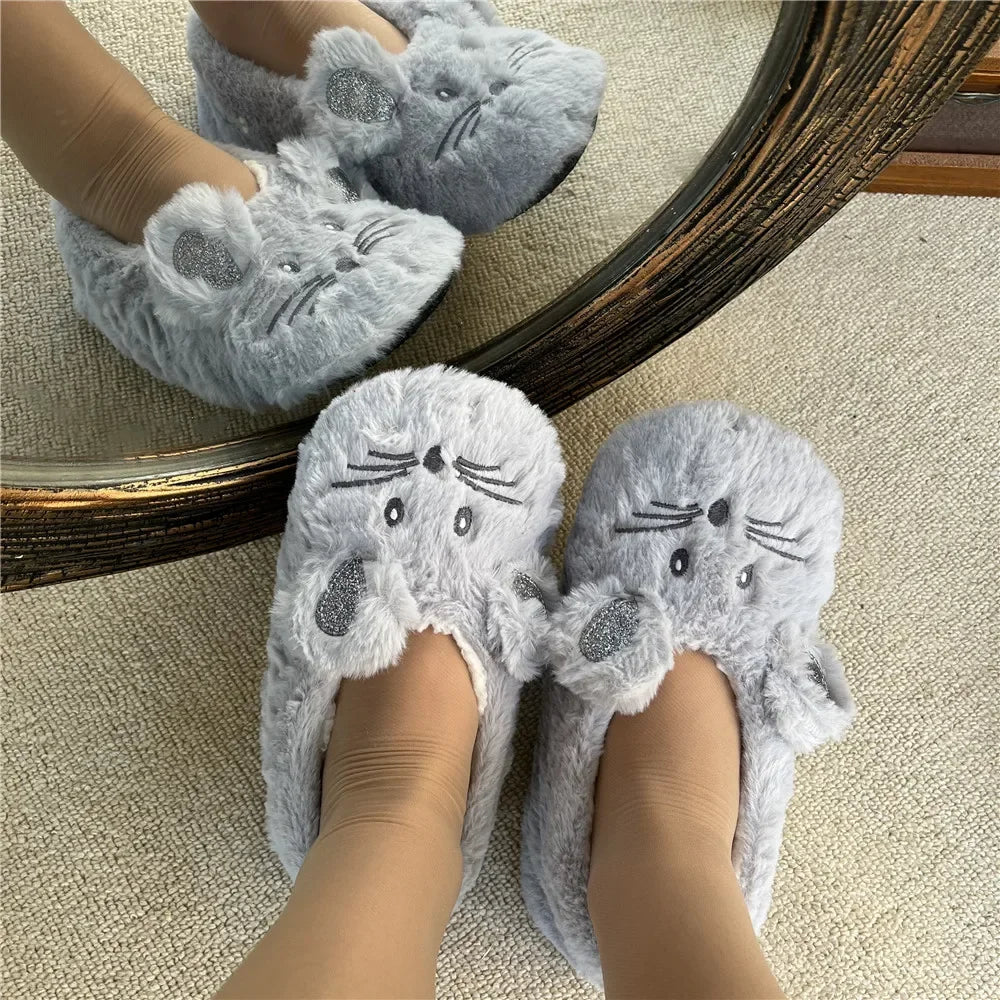 Fuzzy Mouse Slippers